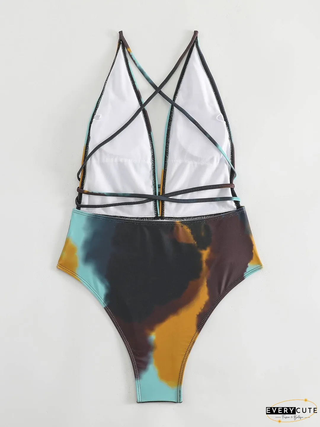 One-piece tie-up swimsuit tie-dye sexy bikini