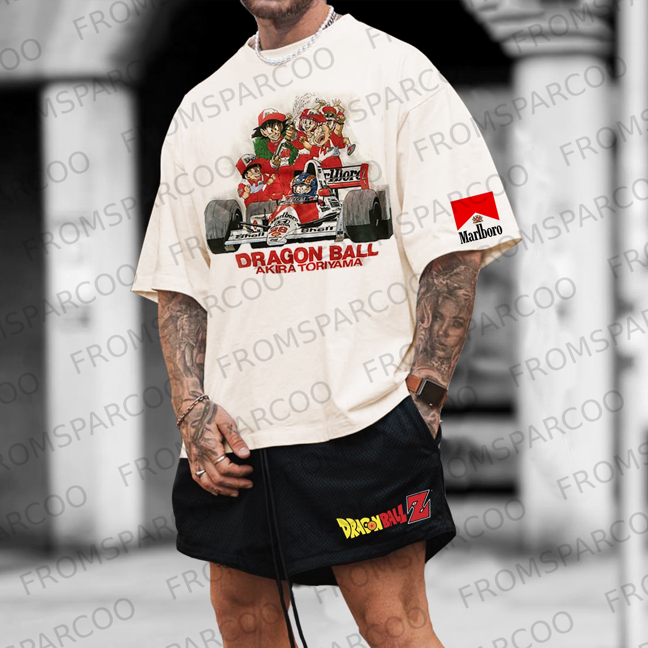 Casual Cartoon Racing Printing Tee