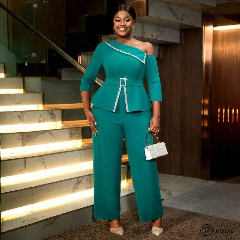 Slanted Neck Off Shoulder Party Jumpsuit | IFYHOME