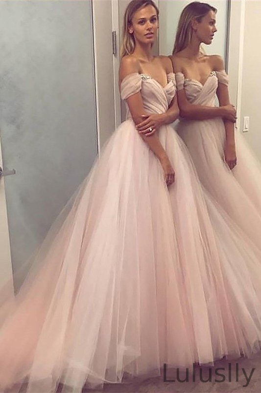 Luluslly Off-the-Shoulder Tulle Prom Dress Sweetheart