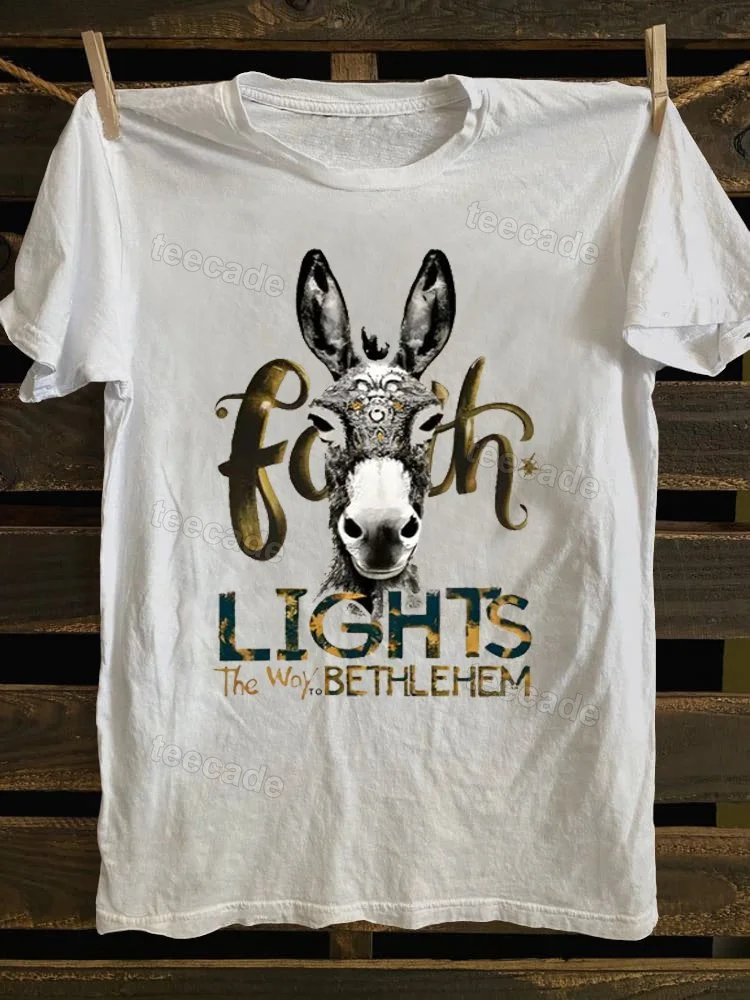 Teecade Teecade Lights The Way To Bethlehem Christian T-shirt