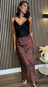 Diora Orange & Black Snake Skin Print Midi Skirt