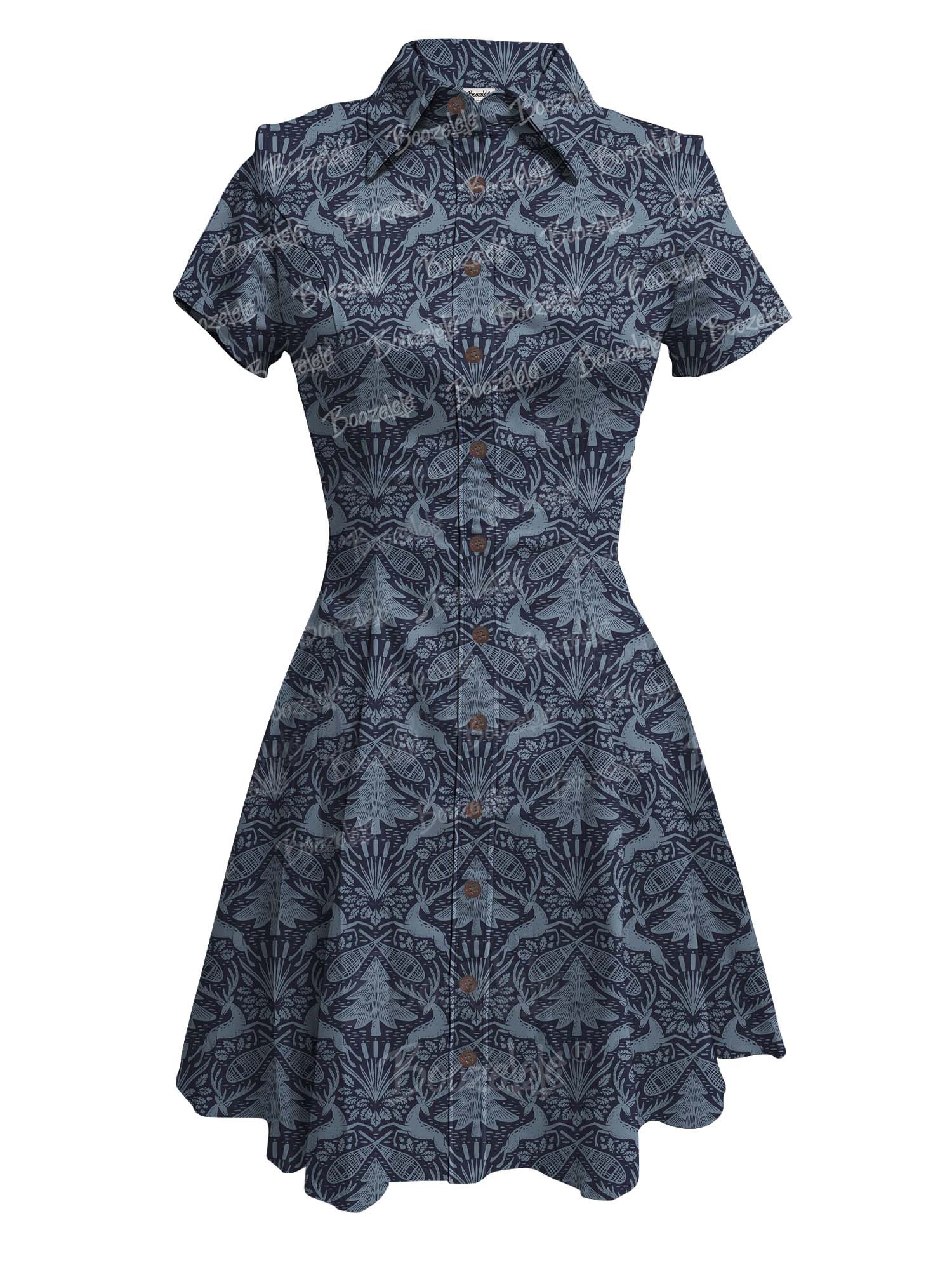 【Monique Beaudin X Boozelele】Stag And Fir Forest - 100% Cotton Dress