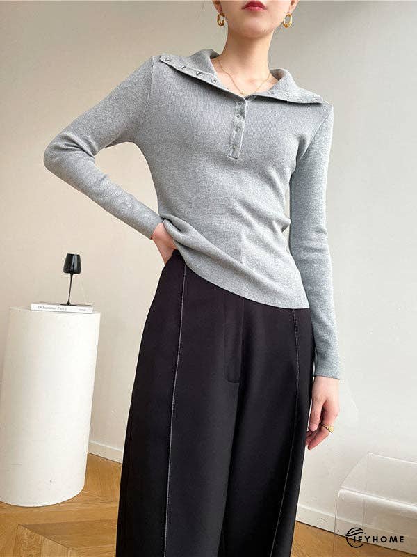 Casual Skinny Loose Solid Color Lapel Collar Pullovers | IFYHOME