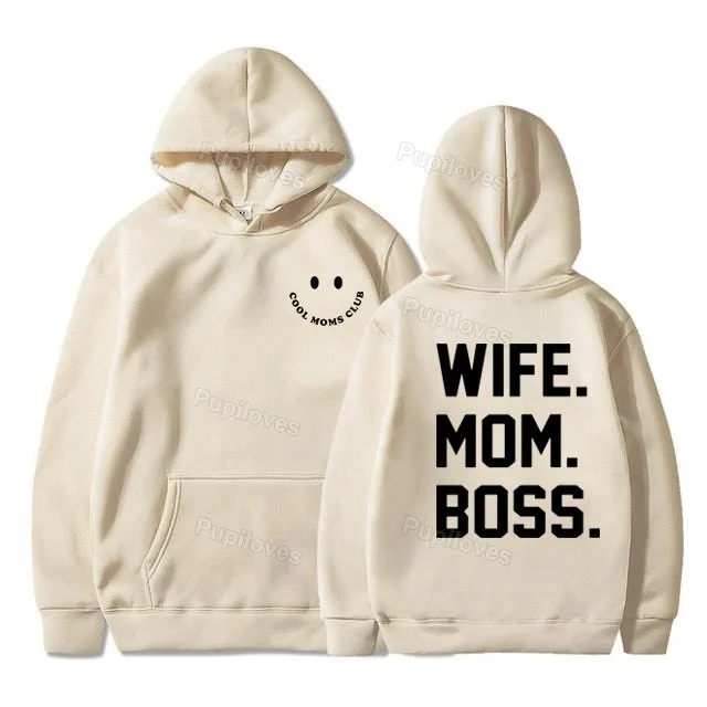 Pupiloves Pupiloves  Pupiloves    Cool Mom Club Wife Mom Boss Hoodie