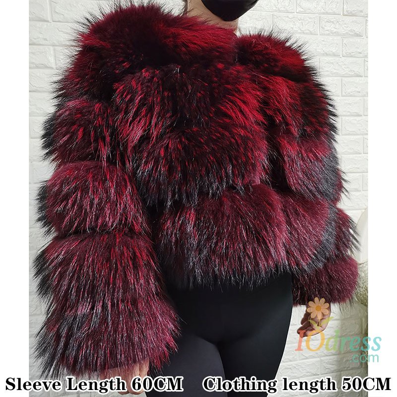 IO Dress 2025 Maomaokong Real Fur Coat Women Natural Raccoon Fur Jacket Female Winter Warm Fox Fur Coat High Quality Long Sleeve With Hat