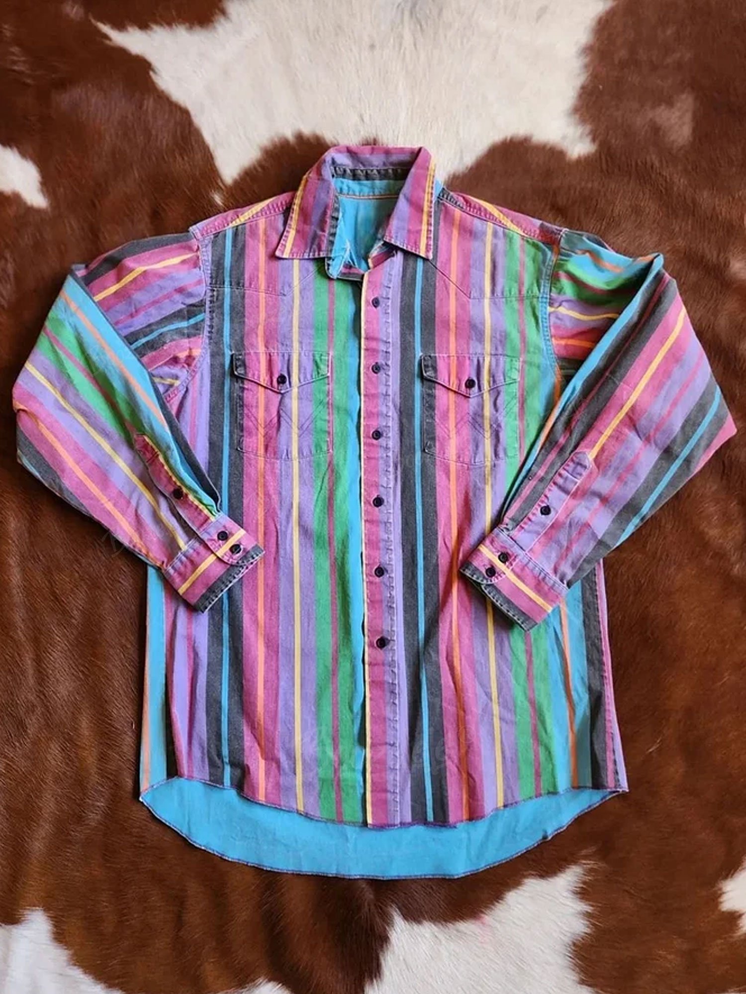 Men'S Western-Style Casual Blue And Red Striped Shirt&ndash; 100% Cotton Shirt