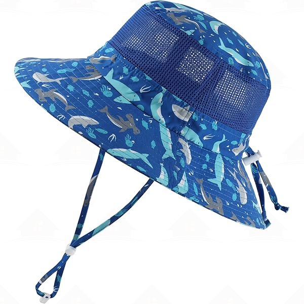 Home Prefer UPF50+ Wide Brim Sun Hat Boys Girls Sun Protection Hat Zoo Beach Swim Safari Bucket Hat for Baby Toddler Kid Shark