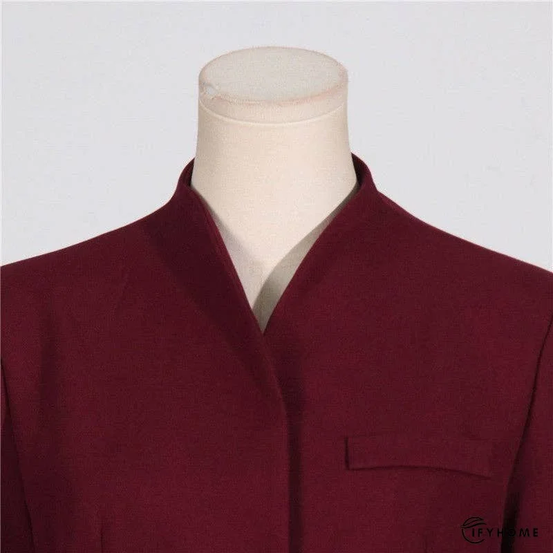 Collar Pocket Patchwork Suit Trousers Suit | IFYHOME