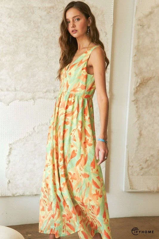 ADORA Abstract Floral V-Neck Maxi Dress | IFYHOME