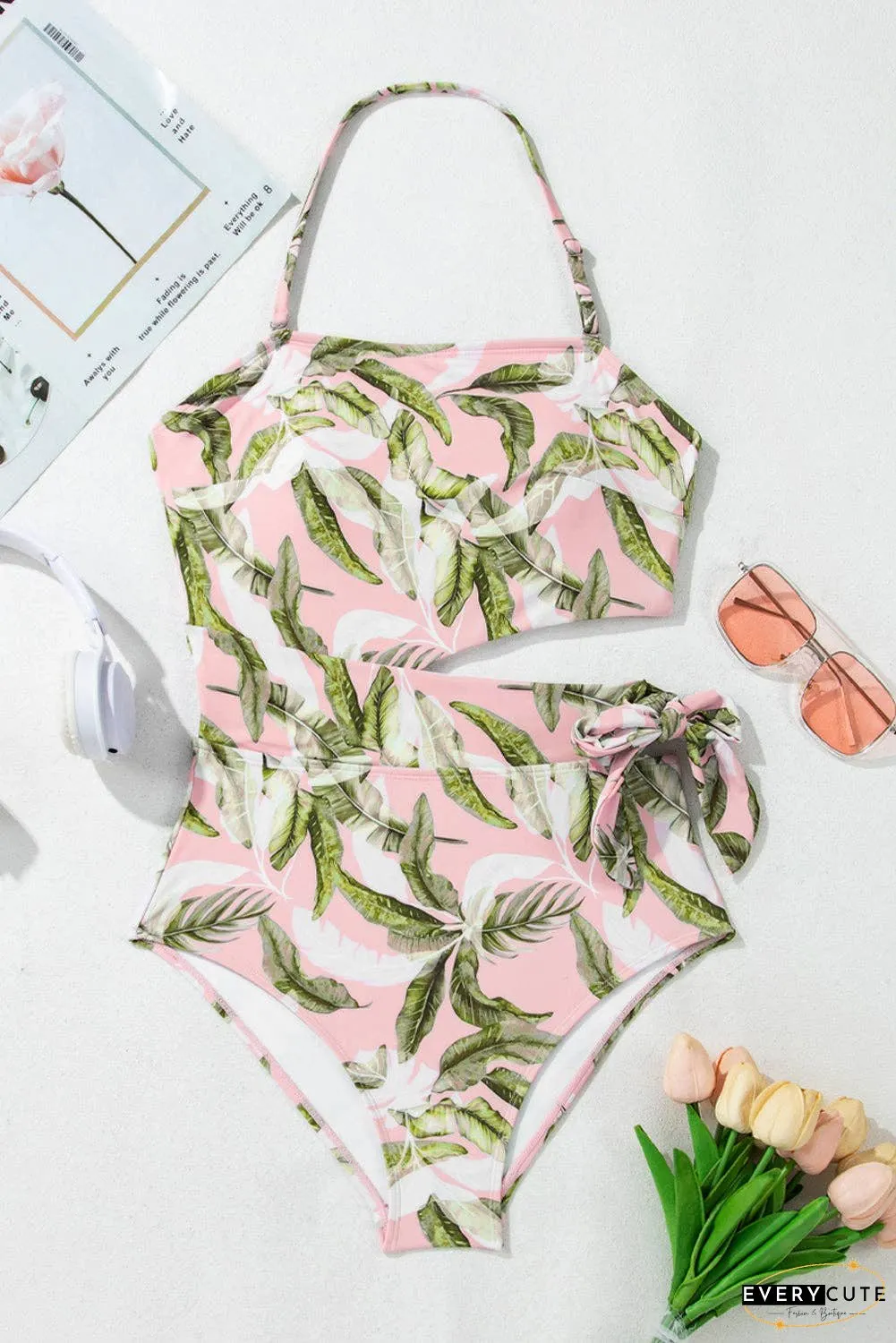Tropical Halter One Piece Swimwear