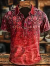 Retro Ethnic Art Print Casaul Short SLeeve Polo Shirt