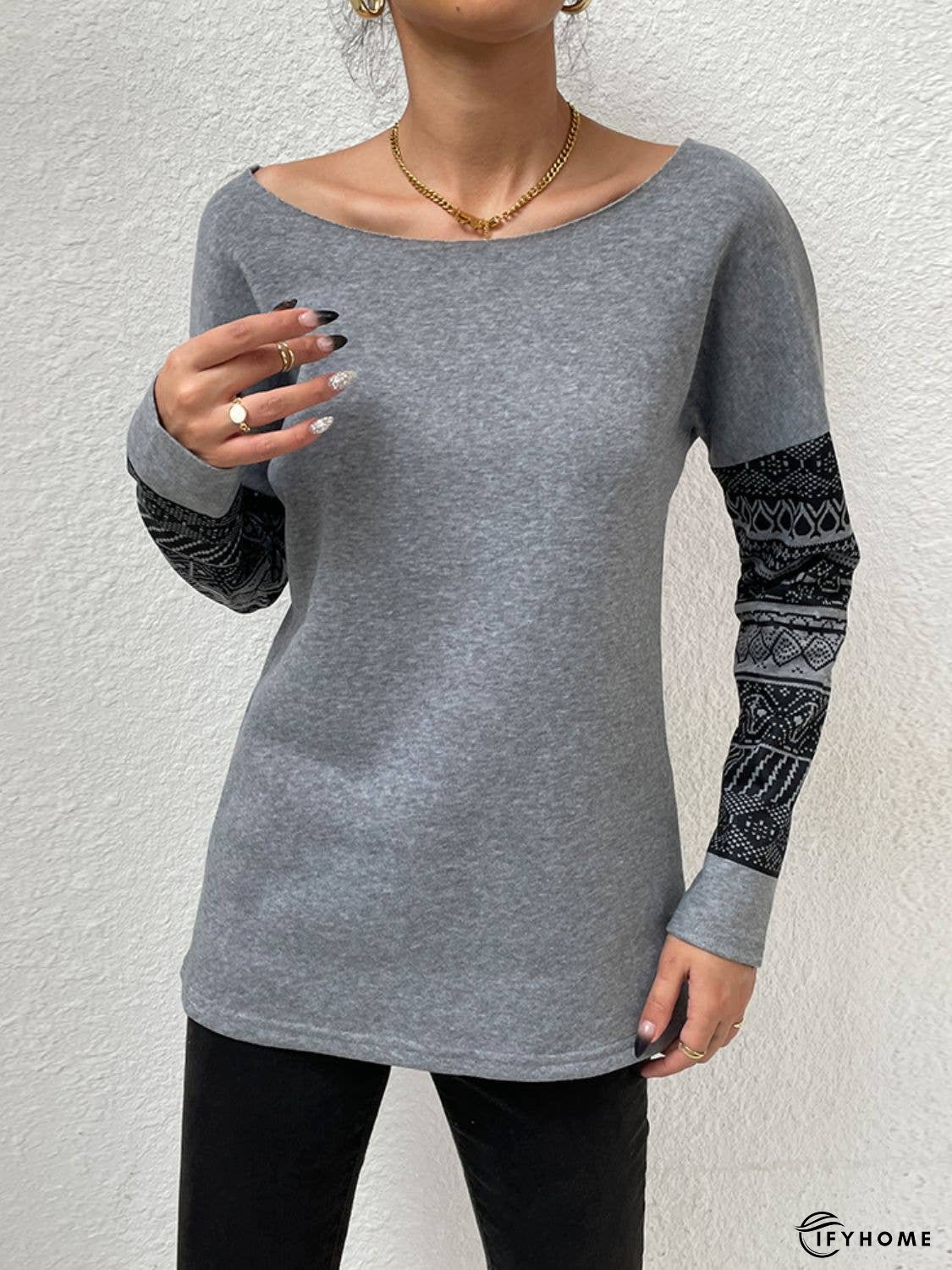 Printed Drop Shoulder Tunic Top | IFYHOME