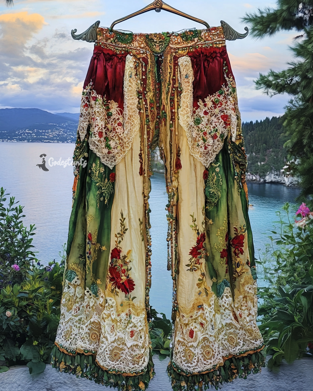 Summer Vacation Ruffle Lace Contrast Pants e76a