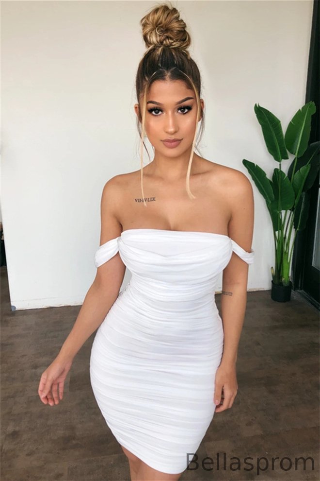 Bellasprom Off-the-Shoulder SHort Bodycon Dress Mini Party Gowns YE0199 Bellasprom