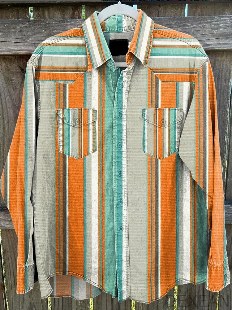Retro Western Cowboy Style Print Casual Shirt