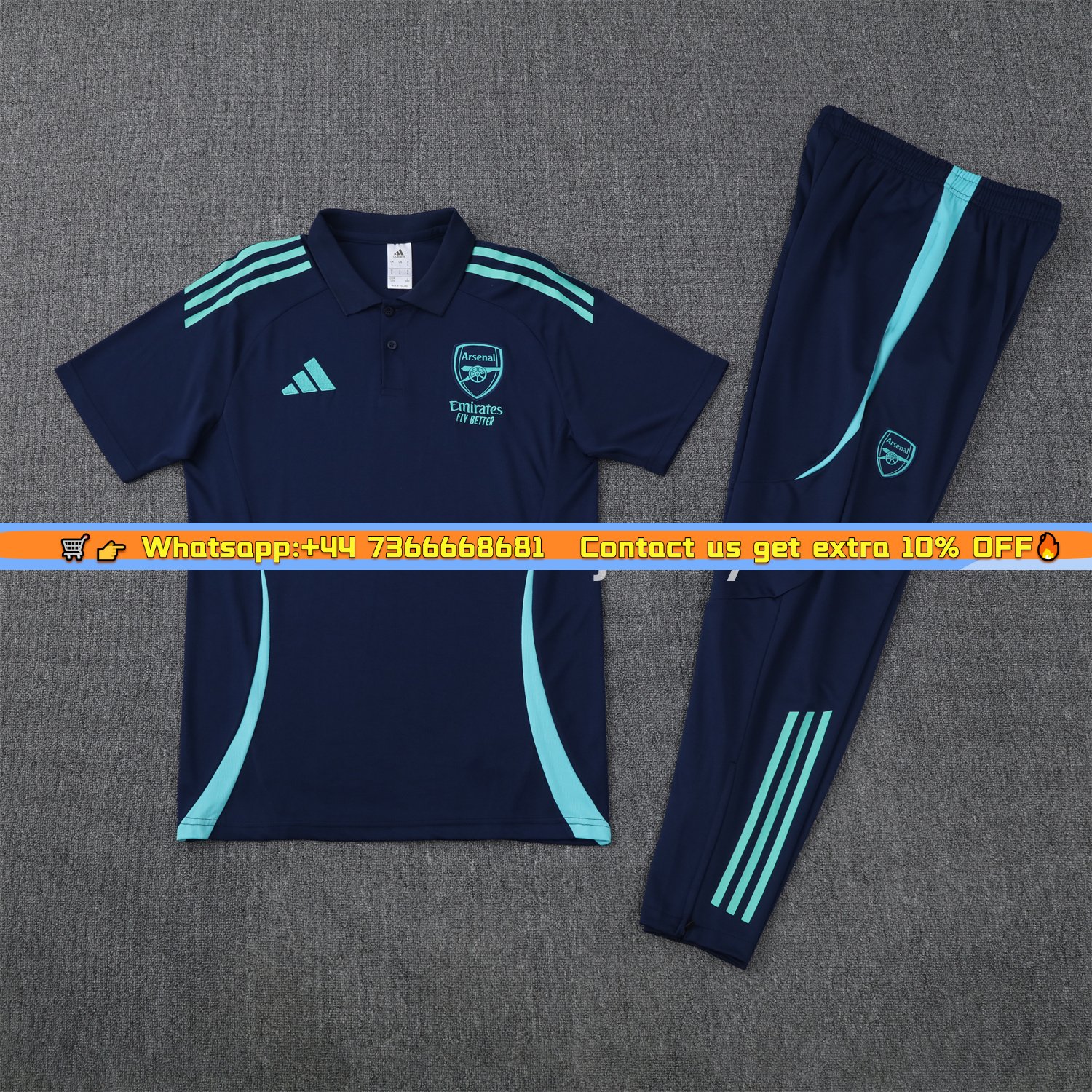 Arsenal 25-26 POLO Short-Sleeve Training Set - Deep Blue Top and Pants