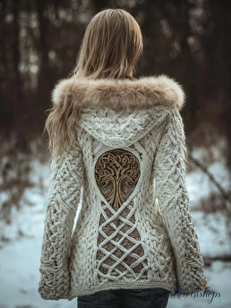 Women Viking Tree Of Life Celtic Knot Handmade Hooded Sweater