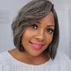 Salt & Pepper Glueless Straight short Bob Wig