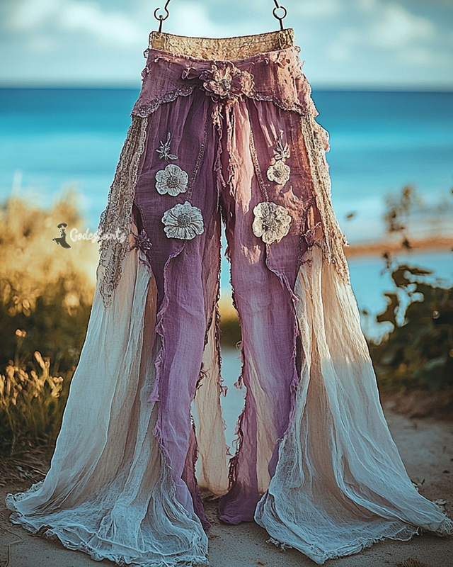 Summer Vacation Ruffle  Lace Patchwork Pant ccdb f4d8