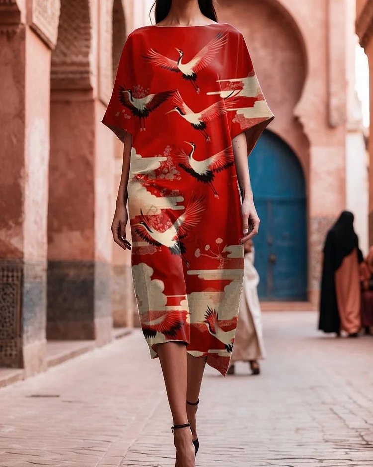 Women's Elegant Printed Loose Dress