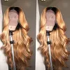 Hightlight Black Gradient Gold Long Hair Body Wave Wig
