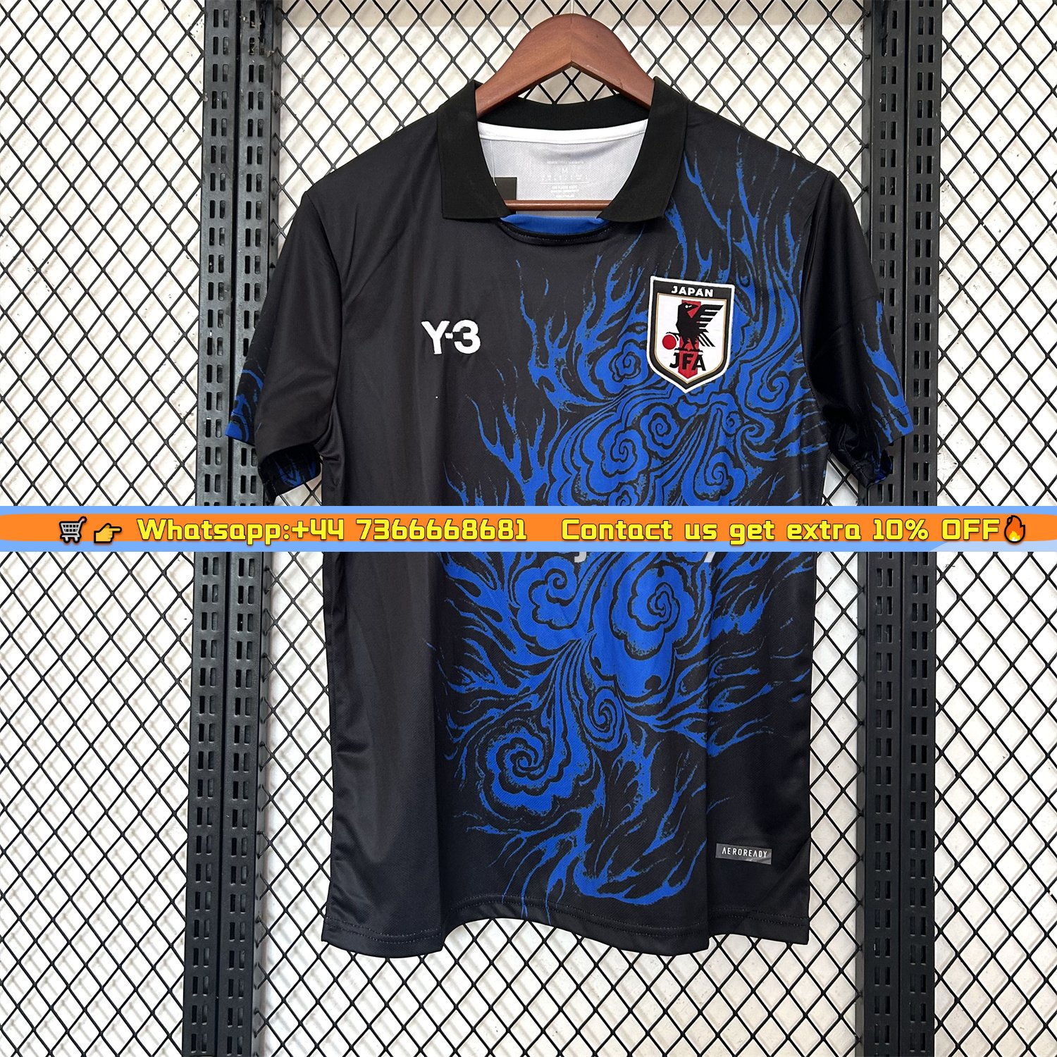 Japan 25-26 Y-3 Blue Flame Black Special Jersey - Fans Version