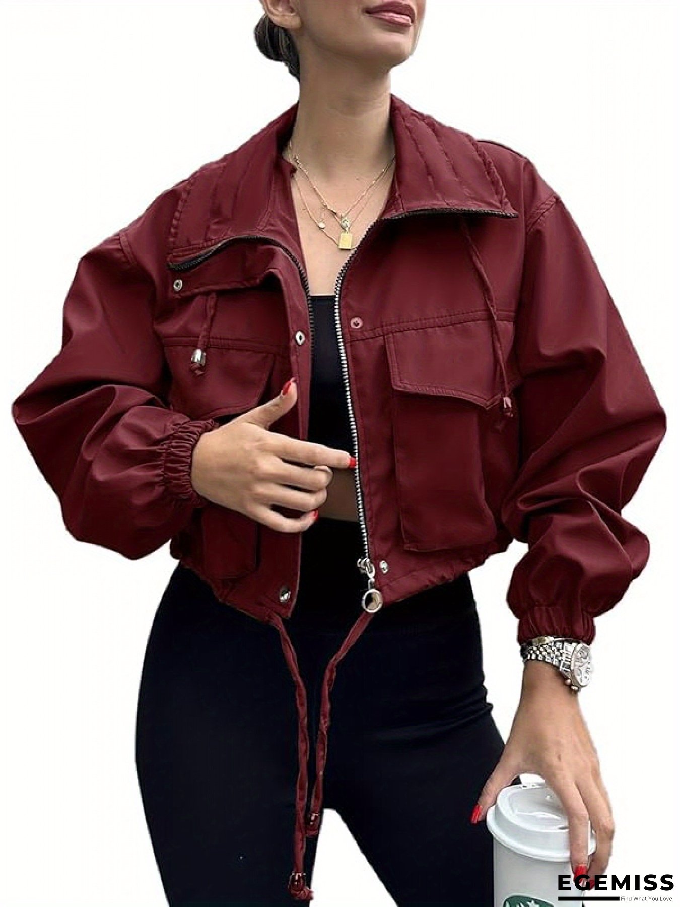 Women's Lightweight Windproof Jacket - Zip-Up Outerwear Coat with Front Zipper Closure, Machine Washable Everyday Jacket for Women, Perfect for Spring/Fall Layering (Office, Party, Casual Outfits), Fall Fashion, Stylish Outerwear, Quality Stitching | EGEMISS