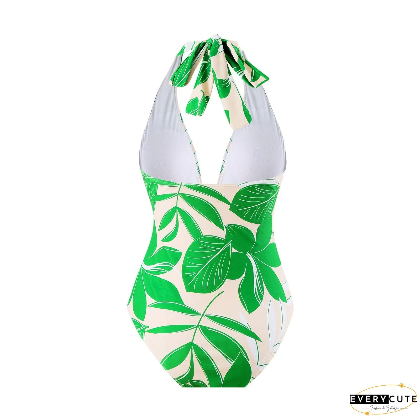 Green Floral One Piece Swimwear with Cover Y166