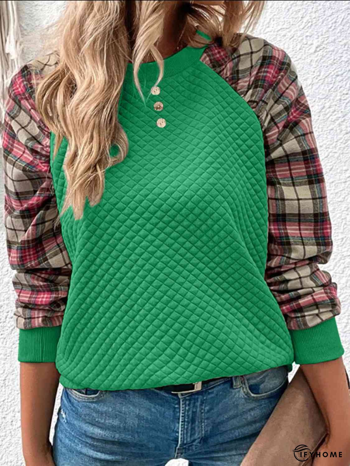 Plaid Round Neck Sweatshirt | IFYHOME