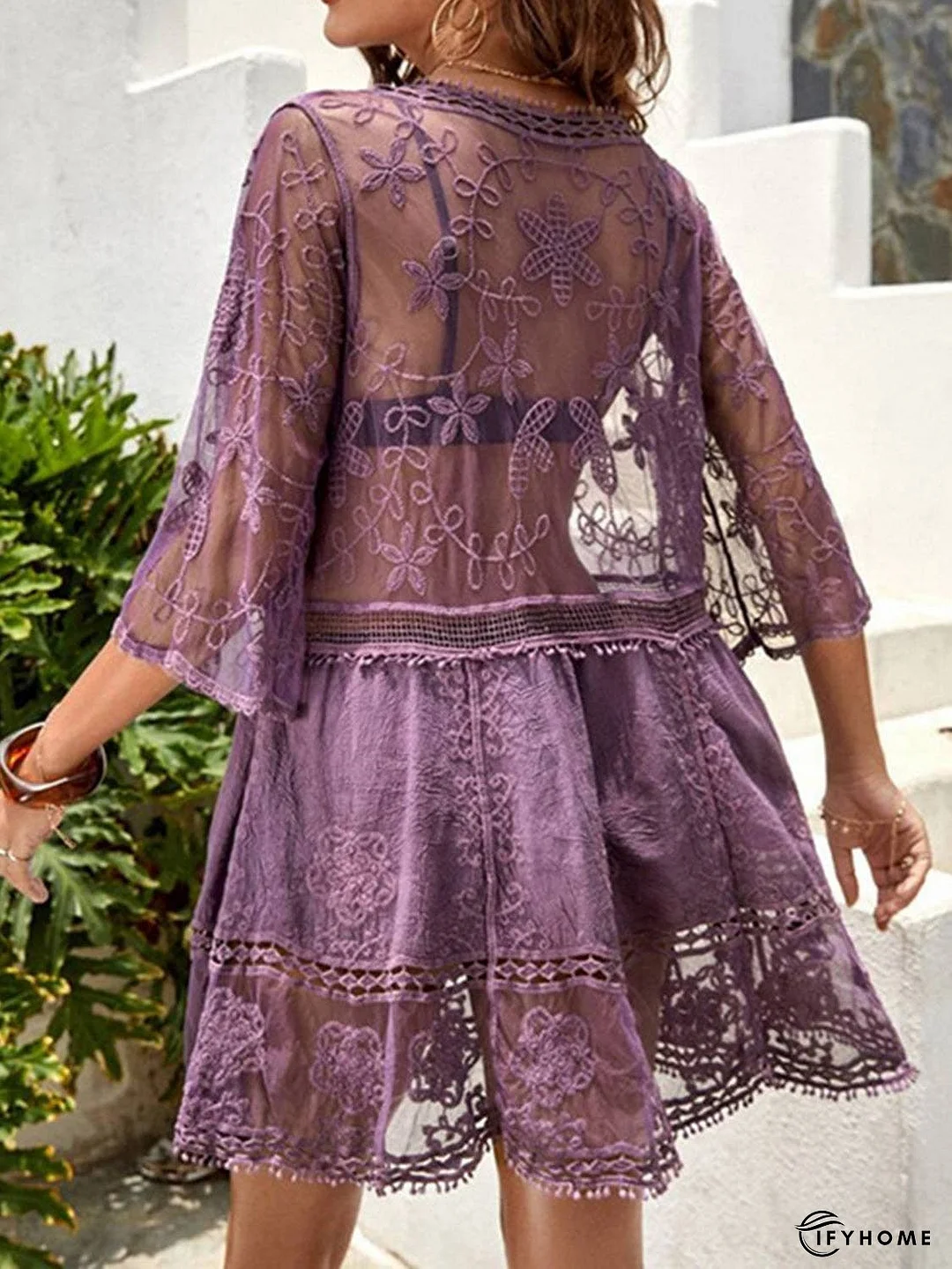 Lace Detail Plunge Cover-Up Dress | IFYHOME