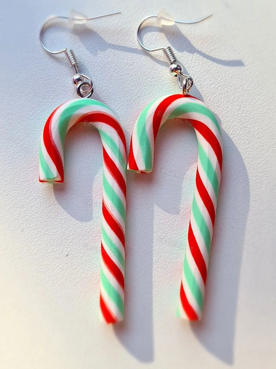 Eagerlys Candy Cane Dangle Earrings Eagerlys