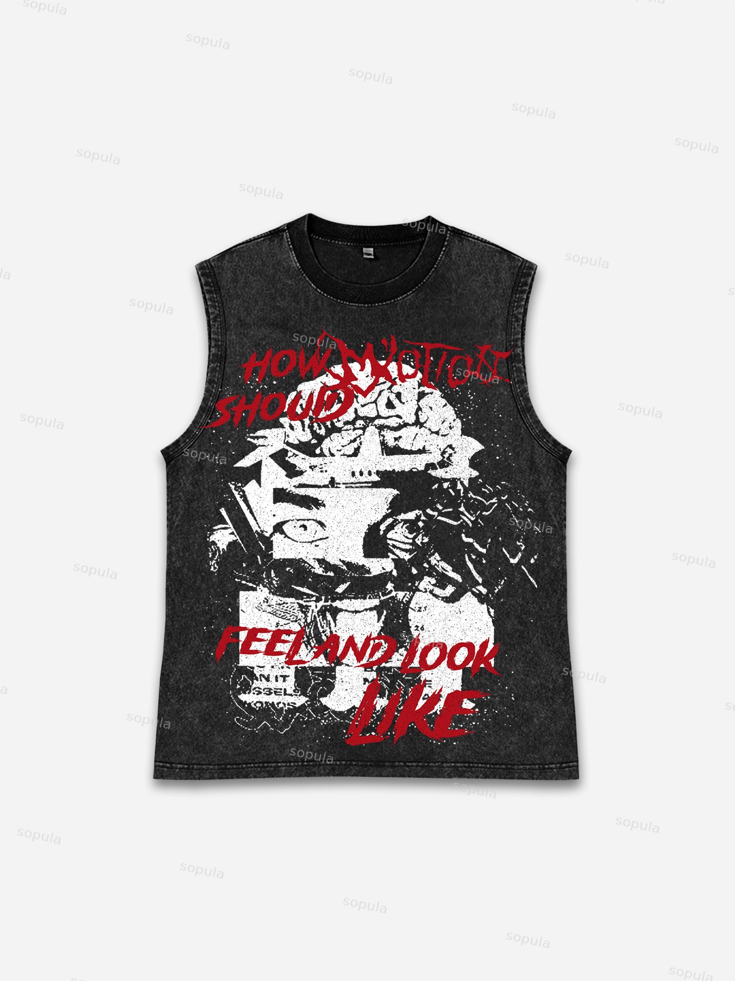 Sopula Unisex Motion World Tour Graphic Wash Sleeveless Tank Top