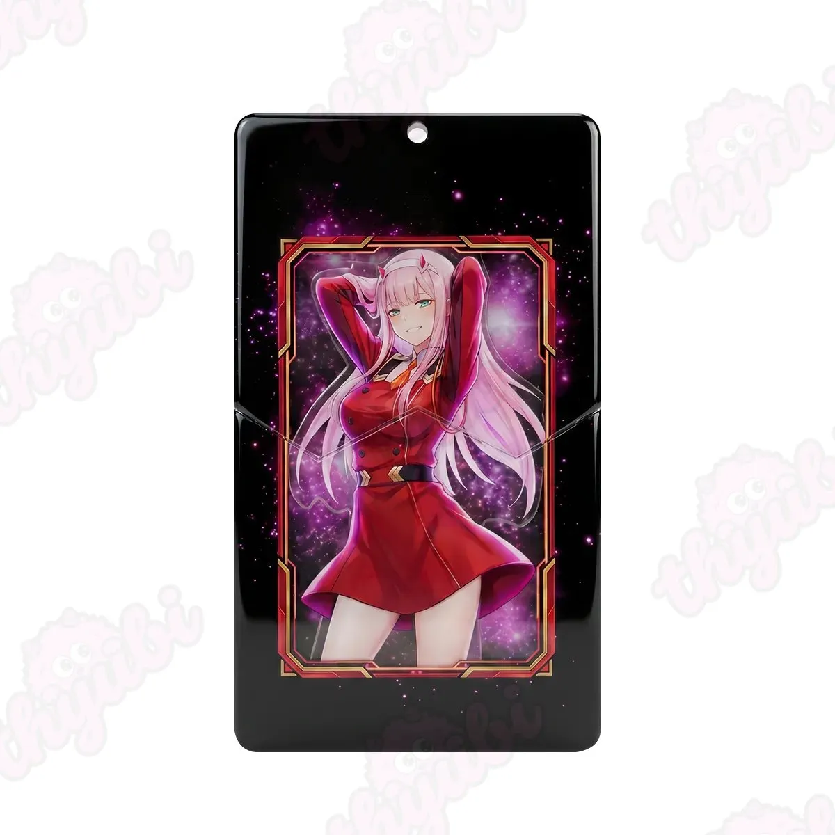 Sliding Pull-Tab Acrylic Keychain & Magnet &ndash; Pink-Haired Anime Girl in Red Military Dress - thyubioffcial