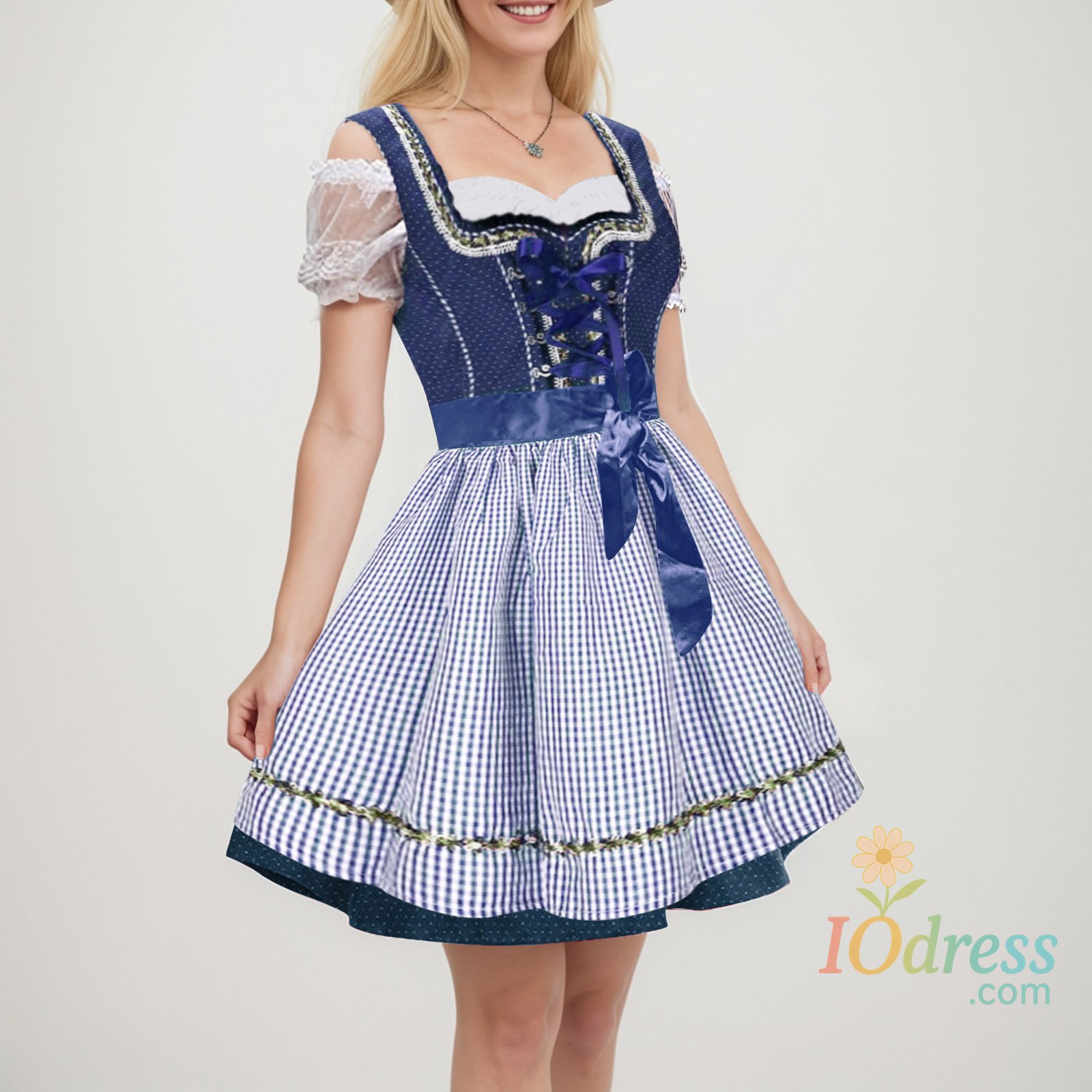 IO Dress Women's Beer Festival Traditional Dress Apron Style Front Chest Cross Bundled Square Neck Mid Swing Oktoberfest Elegant Dress
