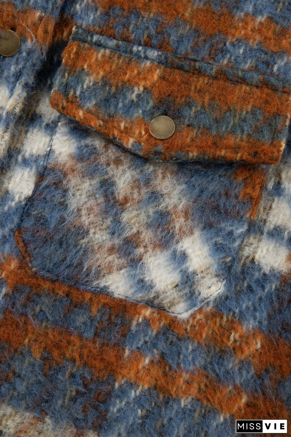 Plaid Collared Neck Jacket with Chest Pockets