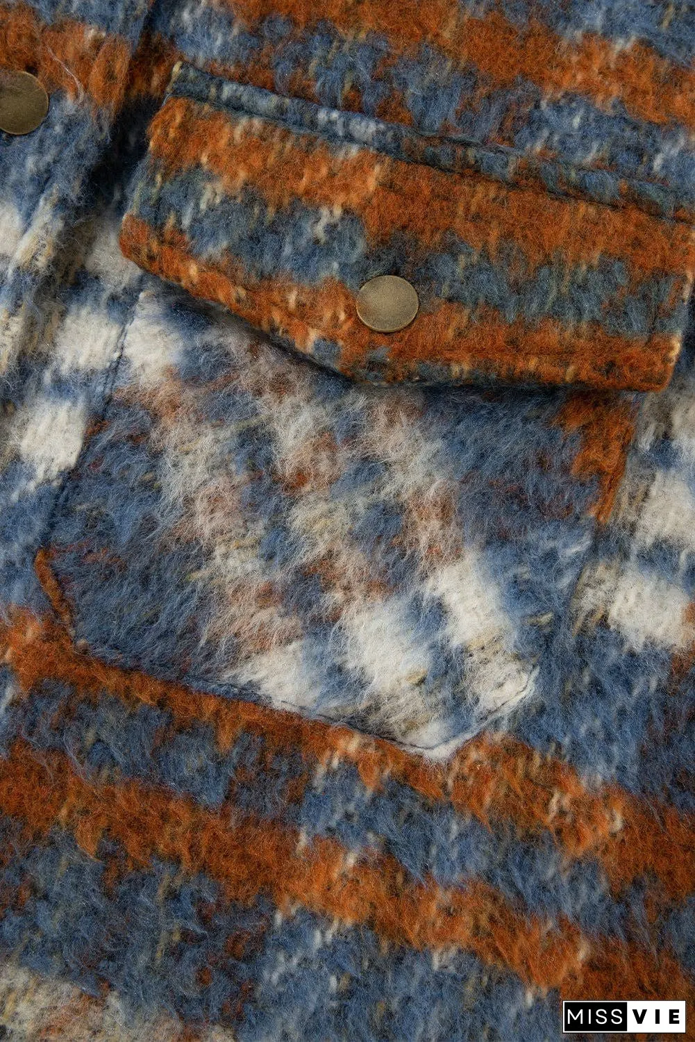 Plaid Collared Neck Jacket with Chest Pockets