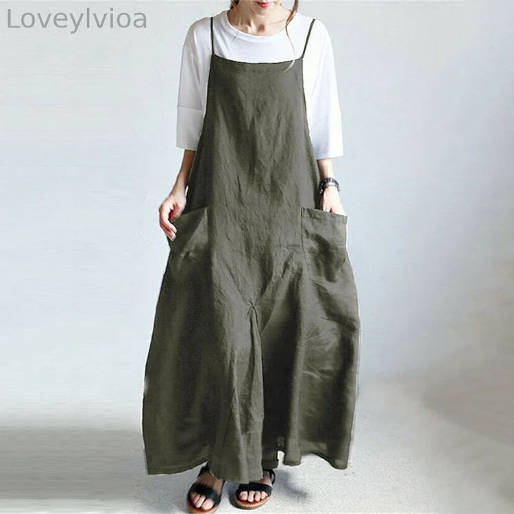 Casual Strappy Bib Cargo Solid Color Dress