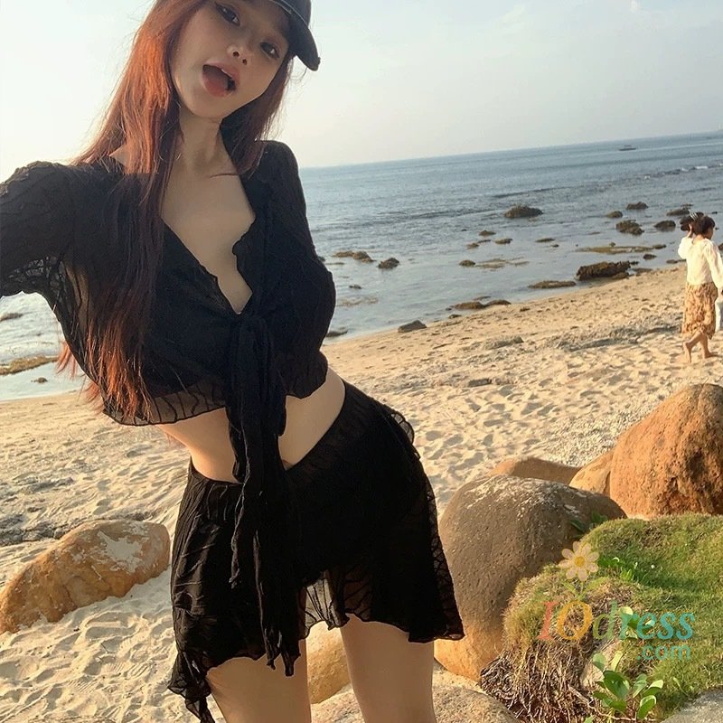 IO Dress Pure Desire Swimsuit women's Bikini Slimming Conservative Belly Covering Four Piece Set Sexy Split Bikini