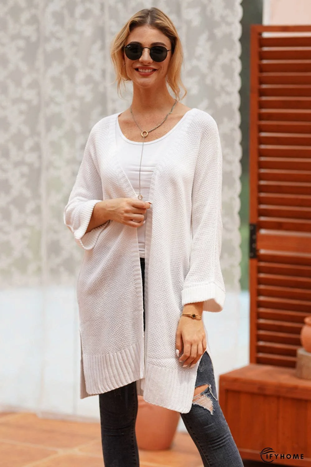 Open Front Long Sleeve Cardigan | IFYHOME