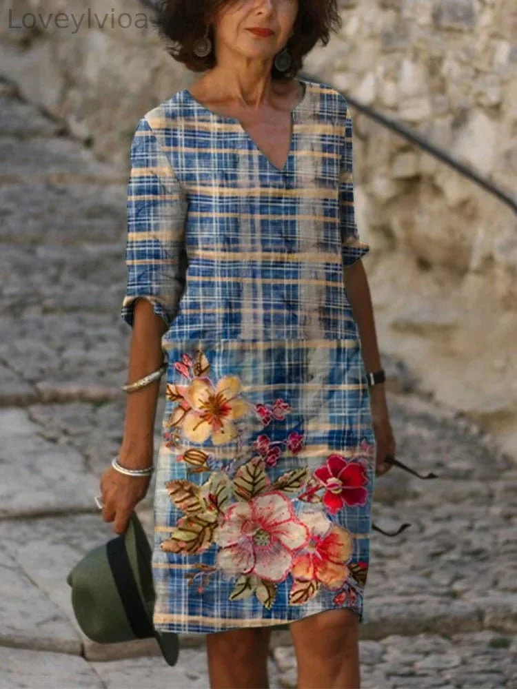 Women's Casual Loose Floral Print Long Dress(S-5XL)