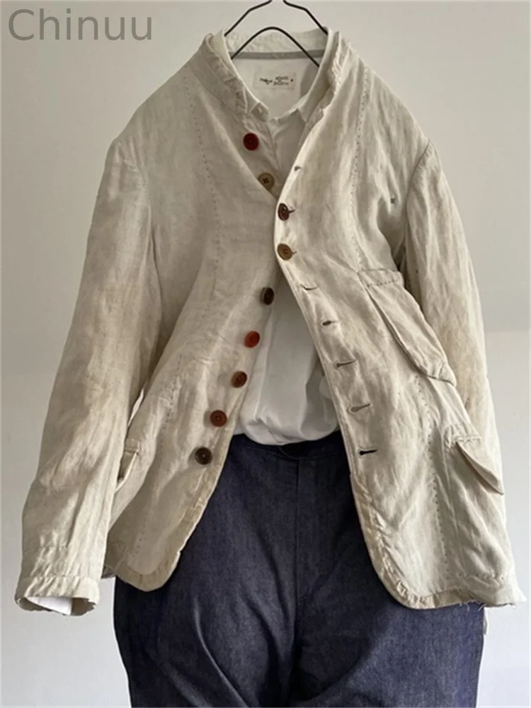 Vintage Multi Pockets Linen Blend Jacket