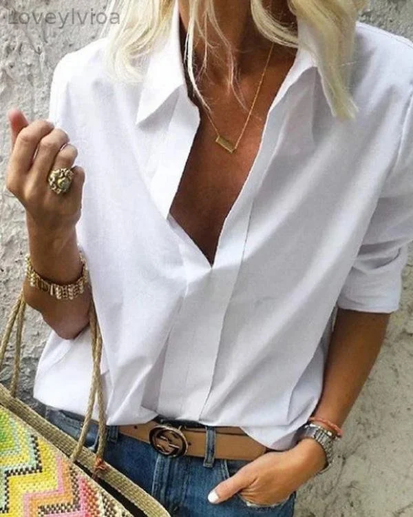 Long Sleeves Shirt Collar Solid Casual Shirts