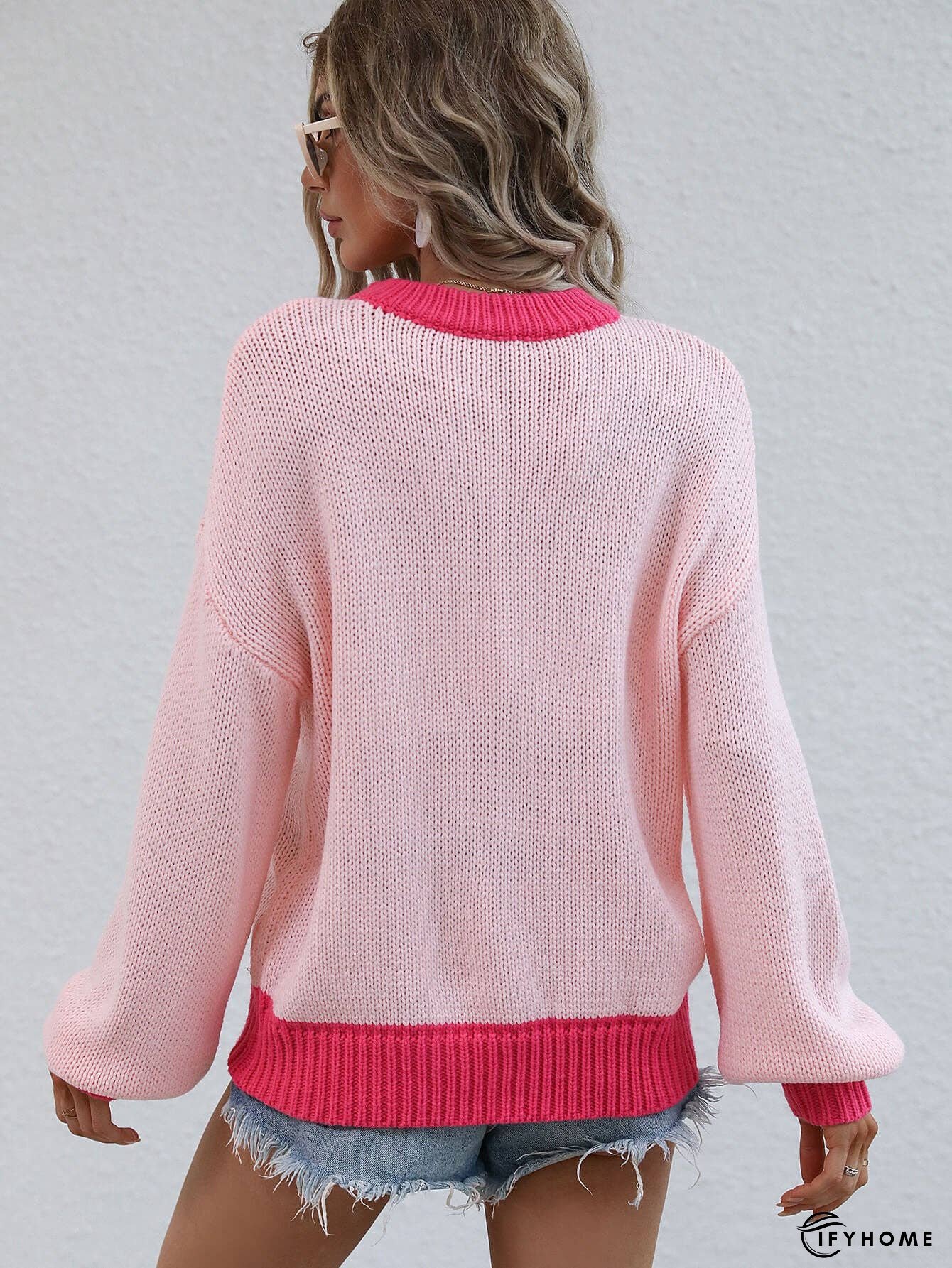 Contrast Trim Drop Shoulder Pullover Sweater | IFYHOME