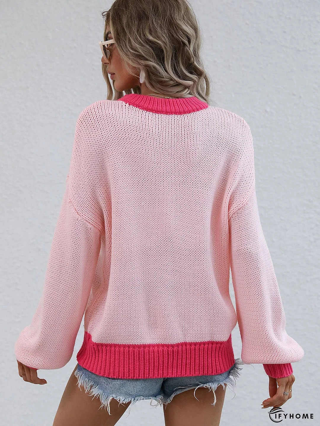Contrast Trim Drop Shoulder Pullover Sweater | IFYHOME