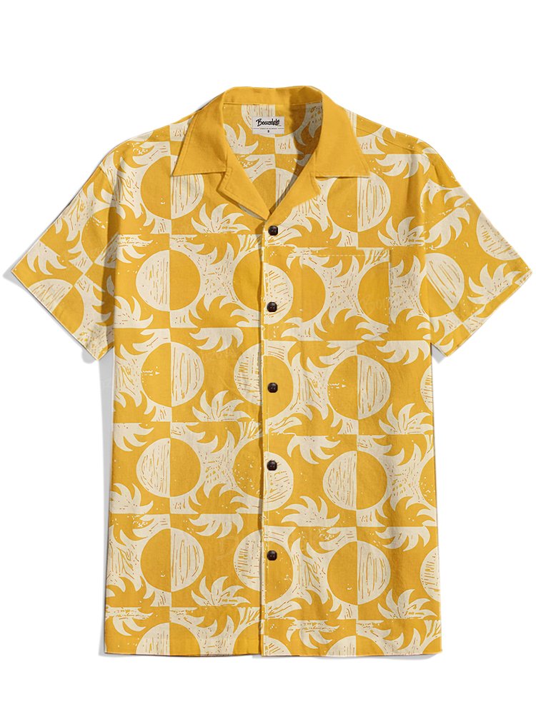 Abstract Sun - 100% Cotton Cuban Collar Shirt