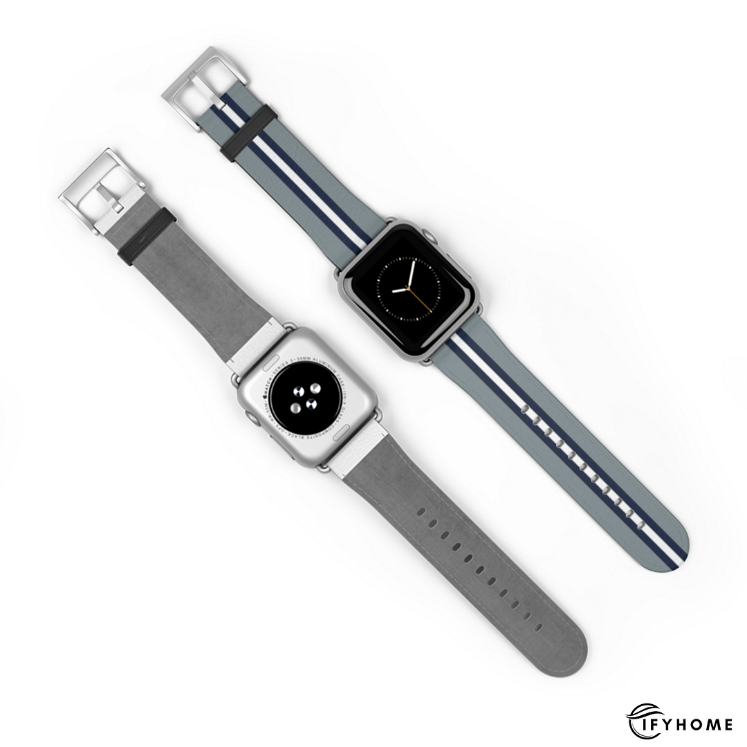 Dallas Gray and Navy Helmet Stripe Apple Watch Band | IFYHOME