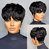 Glueless Black Short Straight Bob Pixe Cut Hair
