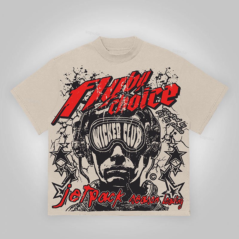 Vintage Fly By Choice Death In Red Graphic Cotton T-Shirt