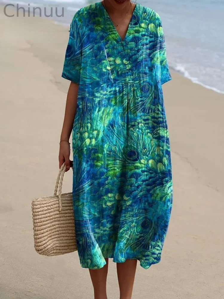 Women's Art Print Flowy Dress